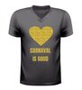 foto 1 V hals shirt dames en heren carnaval Is goud  gouden glitter opdruk met hart carnaval shirt feestkleding