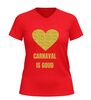 foto 10 V hals shirt dames en heren carnaval Is goud  gouden glitter opdruk met hart carnaval shirt feestkleding