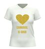 foto 12 V hals shirt dames en heren carnaval Is goud  gouden glitter opdruk met hart carnaval shirt feestkleding