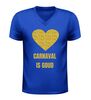 foto 2 V hals shirt dames en heren carnaval Is goud  gouden glitter opdruk met hart carnaval shirt feestkleding