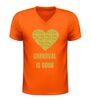 foto 3 V hals shirt dames en heren carnaval Is goud  gouden glitter opdruk met hart carnaval shirt feestkleding