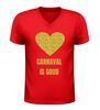 foto 4 V hals shirt dames en heren carnaval Is goud  gouden glitter opdruk met hart carnaval shirt feestkleding