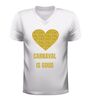 foto 6 V hals shirt dames en heren carnaval Is goud  gouden glitter opdruk met hart carnaval shirt feestkleding