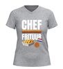 foto 11 V-hals shirt dames en heren chef frituur grappig t-shirt met patat frikandel en bitterbal
