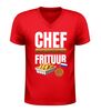 foto 4 V-hals shirt dames en heren chef frituur grappig t-shirt met patat frikandel en bitterbal