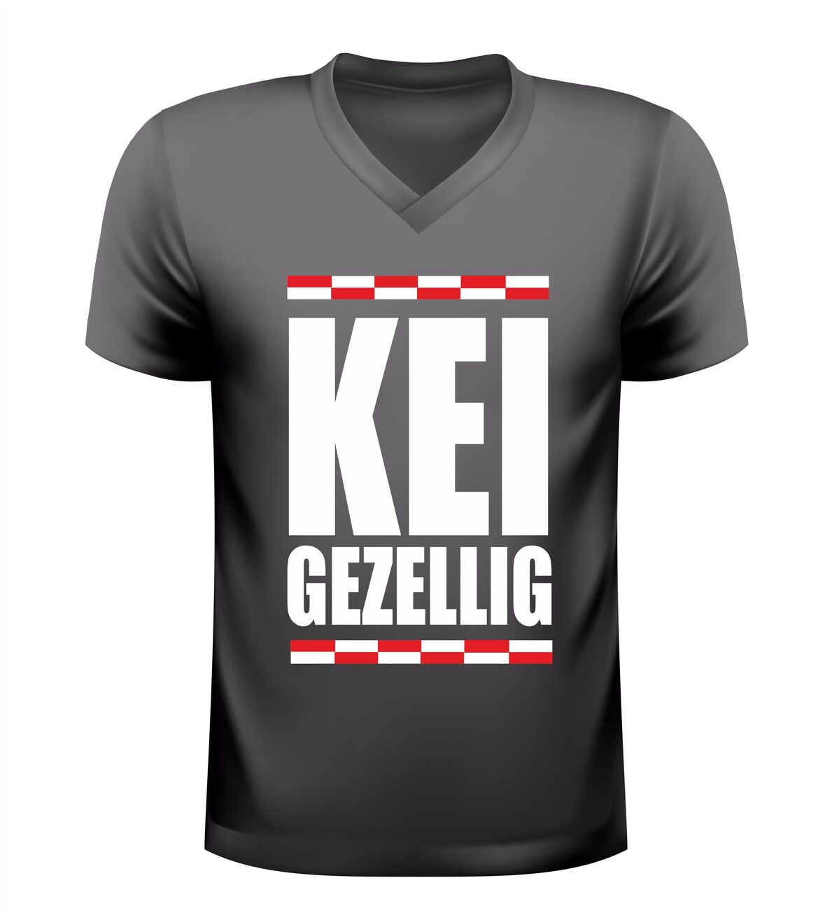 V-hals shirt dames en heren keigezellig brabant rood wit geblokt