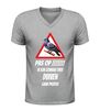 foto 5 V-hals shirt dames en heren pas op ik kan zomaar over duiven gaan praten met duif afbeelding