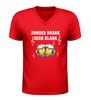 foto 4 V-hals shirt dames en heren zonder drank geen klank bierpullen en muzieknoten Feestshirt
