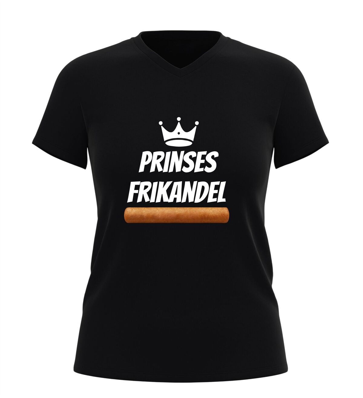 V-hals shirt dames prinses frikandel grappig t-Shirt met frikandel afbeelding bedrukt