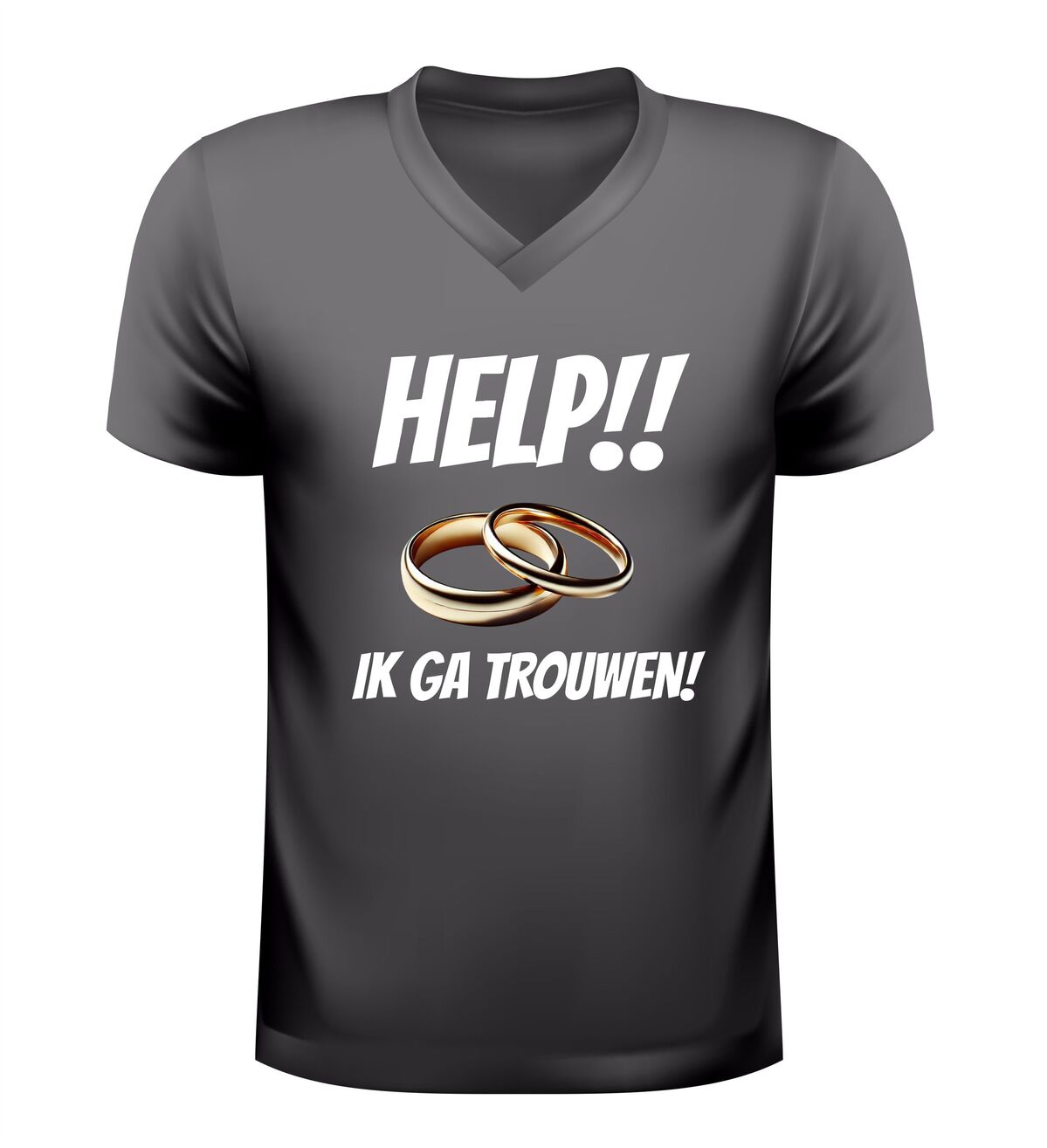 V hals shirt help ik ga trouwen grappig t-Shirt met ringen print voor vrijgezellenfeest