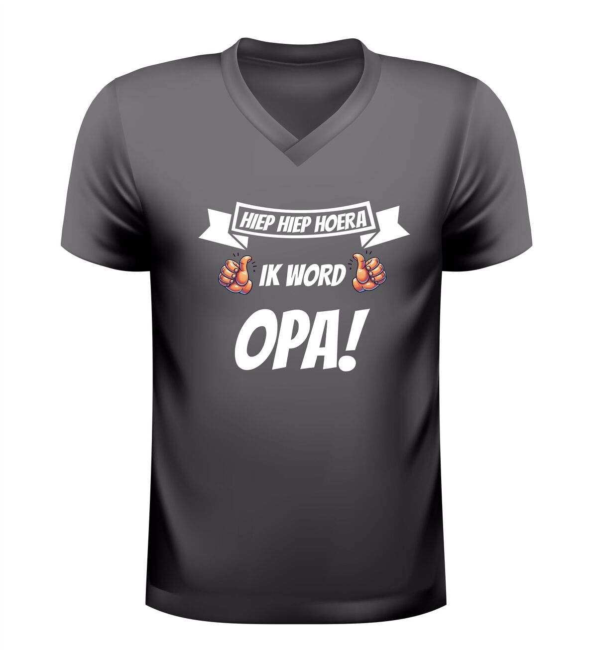 V-Hals shirt heren hiep hiep hoera ik word opa leuk aankondiging t-shirt