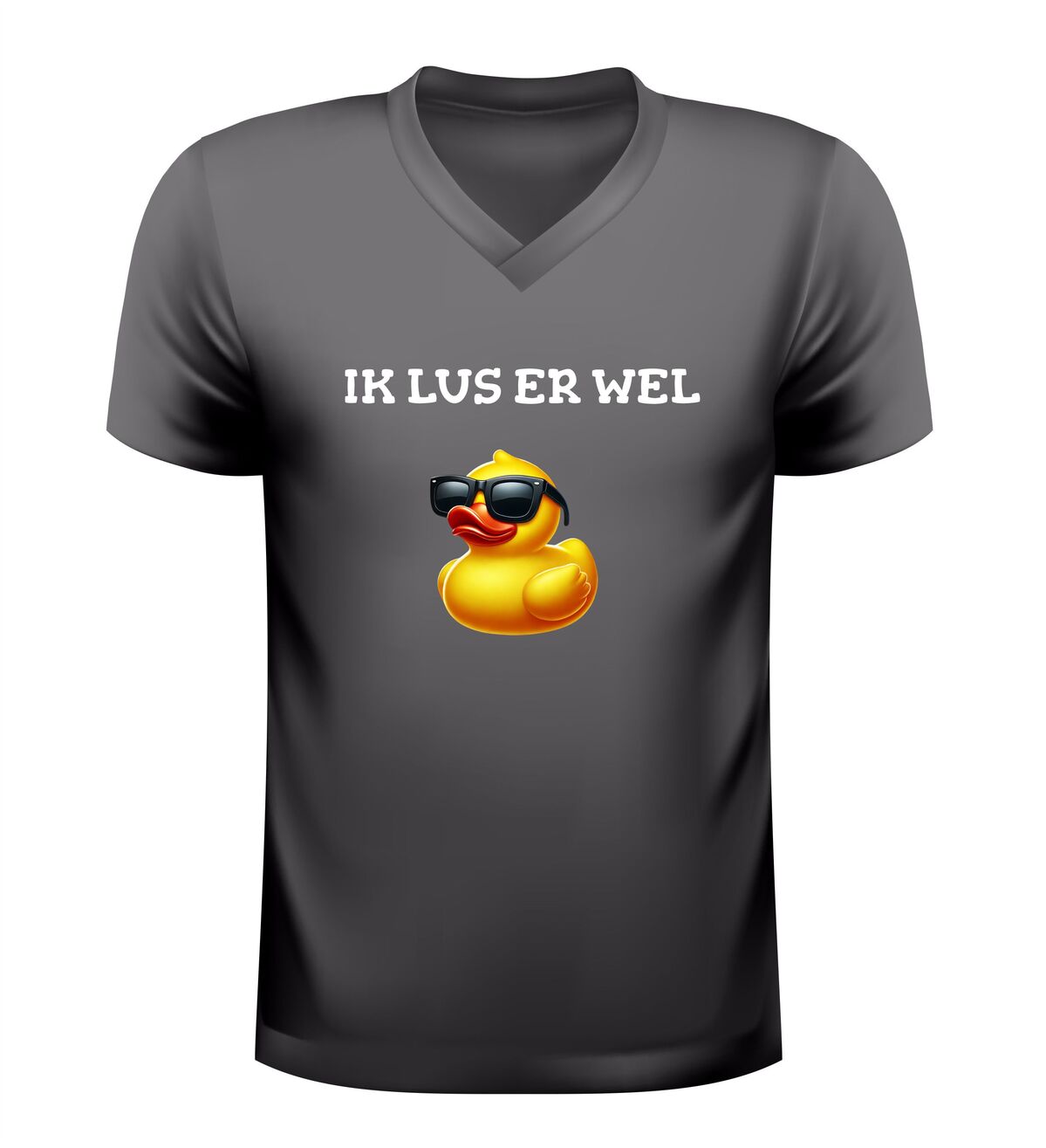 V-hals shirt  ik lus er wel eentje met eend en zonnebril grappig feestshirt
