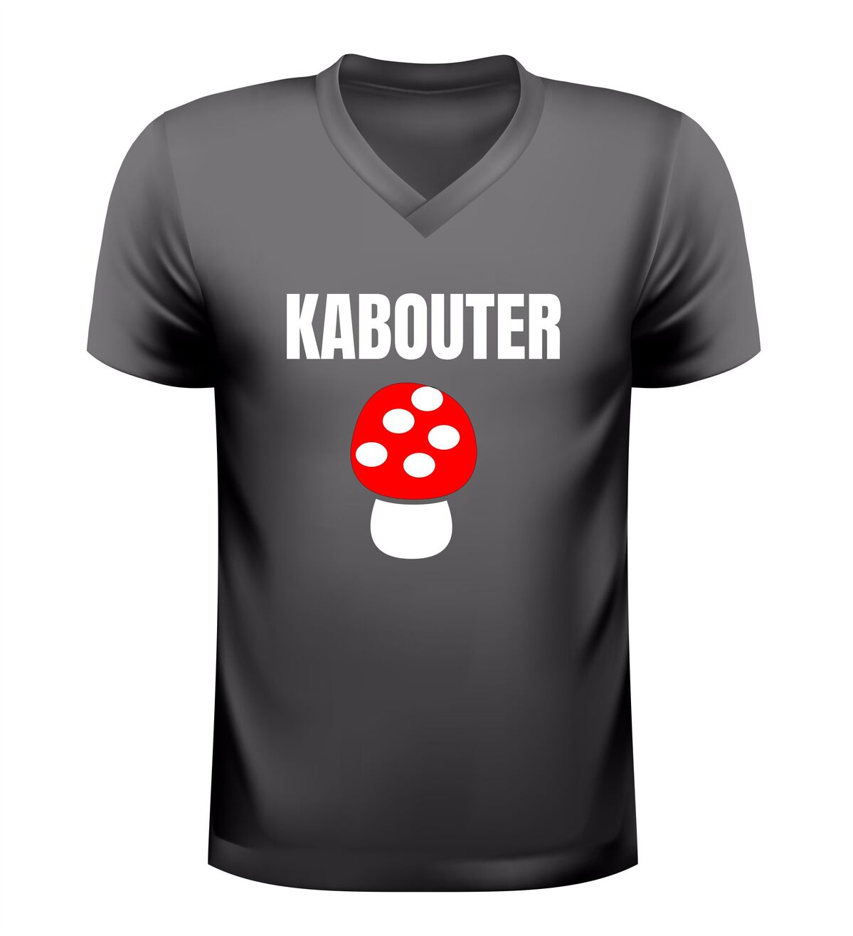 V-hals shirt kabouter met paddenstoel print t-shirt met humor