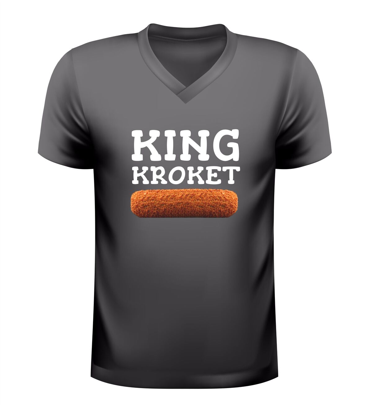 V-hals shirt king kroket grappig shirt met kroket afbeelding