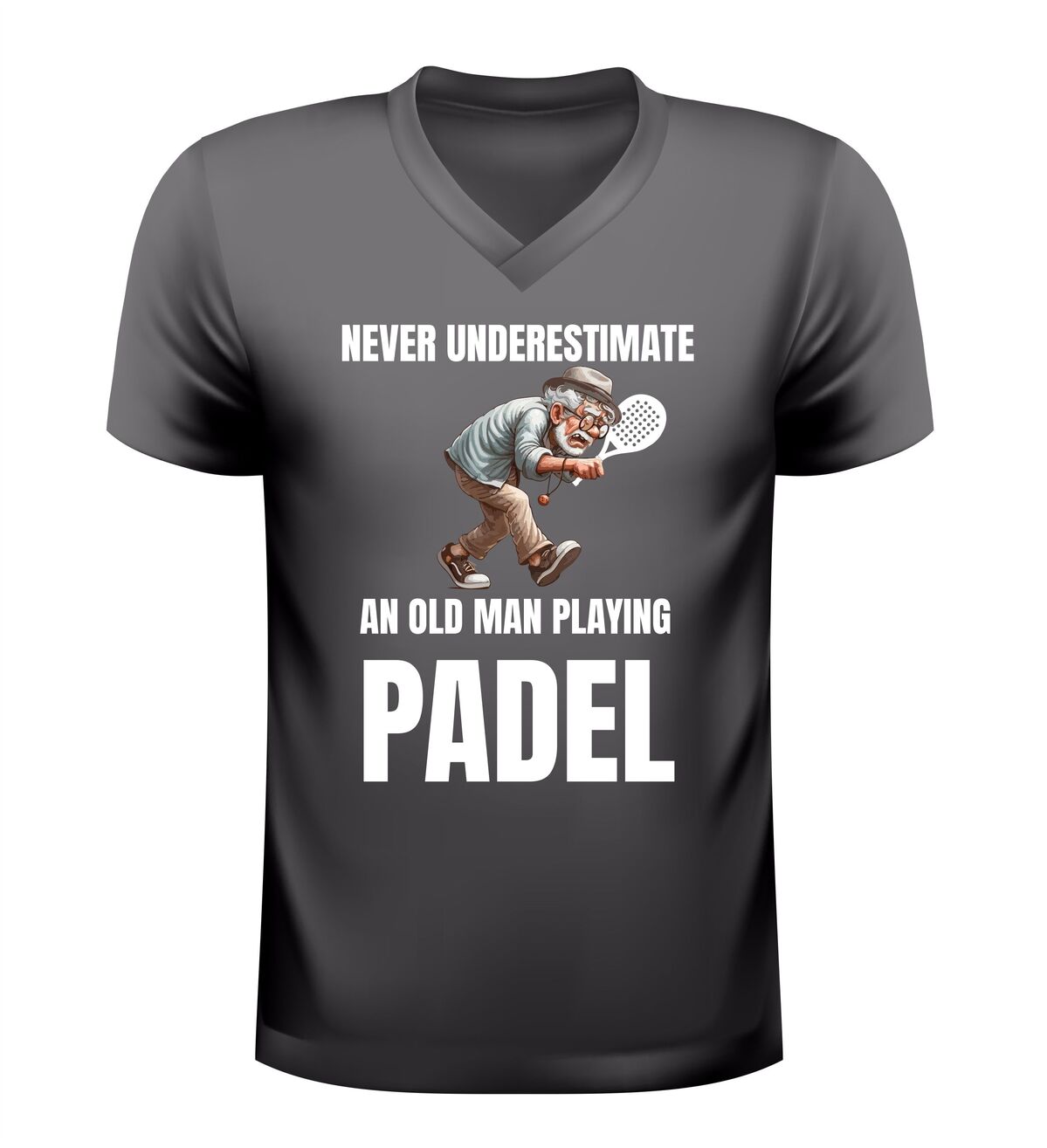 V hals Shirt mannen never underestimate an old man playing padel grappig padel shirt sport humor