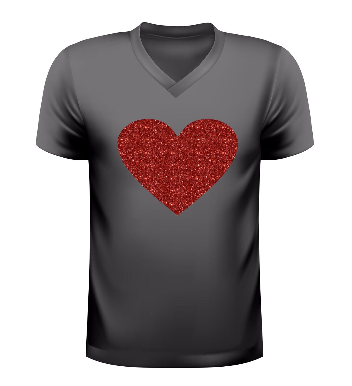 V hals Shirt met rood glitter hart liefde shirt voor valentijnsdag
