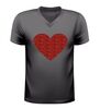 V hals Shirt met rood glitter hart liefde shirt voor valentijnsdag