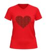 foto 10 V hals Shirt met rood glitter hart liefde shirt voor valentijnsdag