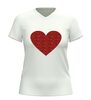 foto 12 V hals Shirt met rood glitter hart liefde shirt voor valentijnsdag