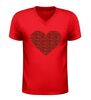 foto 4 V hals Shirt met rood glitter hart liefde shirt voor valentijnsdag