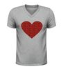 foto 5 V hals Shirt met rood glitter hart liefde shirt voor valentijnsdag