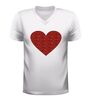 foto 6 V hals Shirt met rood glitter hart liefde shirt voor valentijnsdag