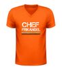 foto 3 V-hals shirt met tekst chef frikandel en frikandel afbeelding