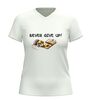 foto 12 v-hals shirt  never give up inspirerend motivatie t-Shirt met muis met helm en kaas uit muizenval