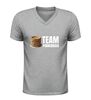 foto 5 V hals shirt team pannenkoek grappig shirt met pannenkoek afbeelding