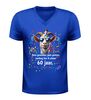 foto 2 V-hals t-shirt 60 jaar geen gemekker geen gemaar geit met zonnebril