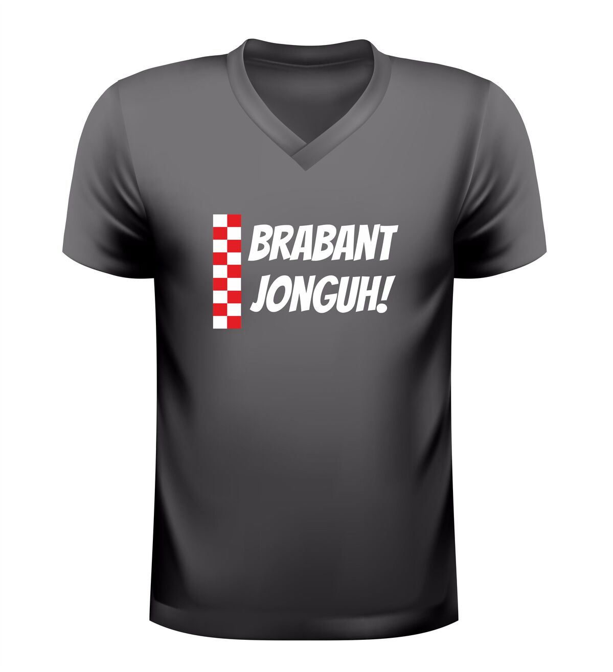 V-hals t-shirt brabant jonguh rood wit geblokt unisex shirt voor mannen en vrouwen