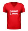 foto 4 V-hals t-shirt brabant jonguh rood wit geblokt unisex shirt voor mannen en vrouwen