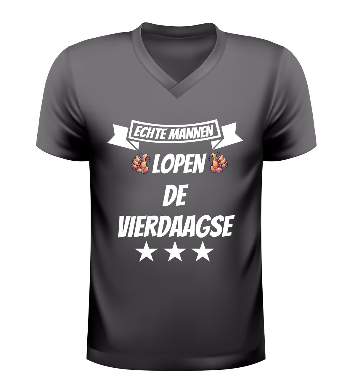 V-hals t-Shirt echte mannen lopen de vierdaagse