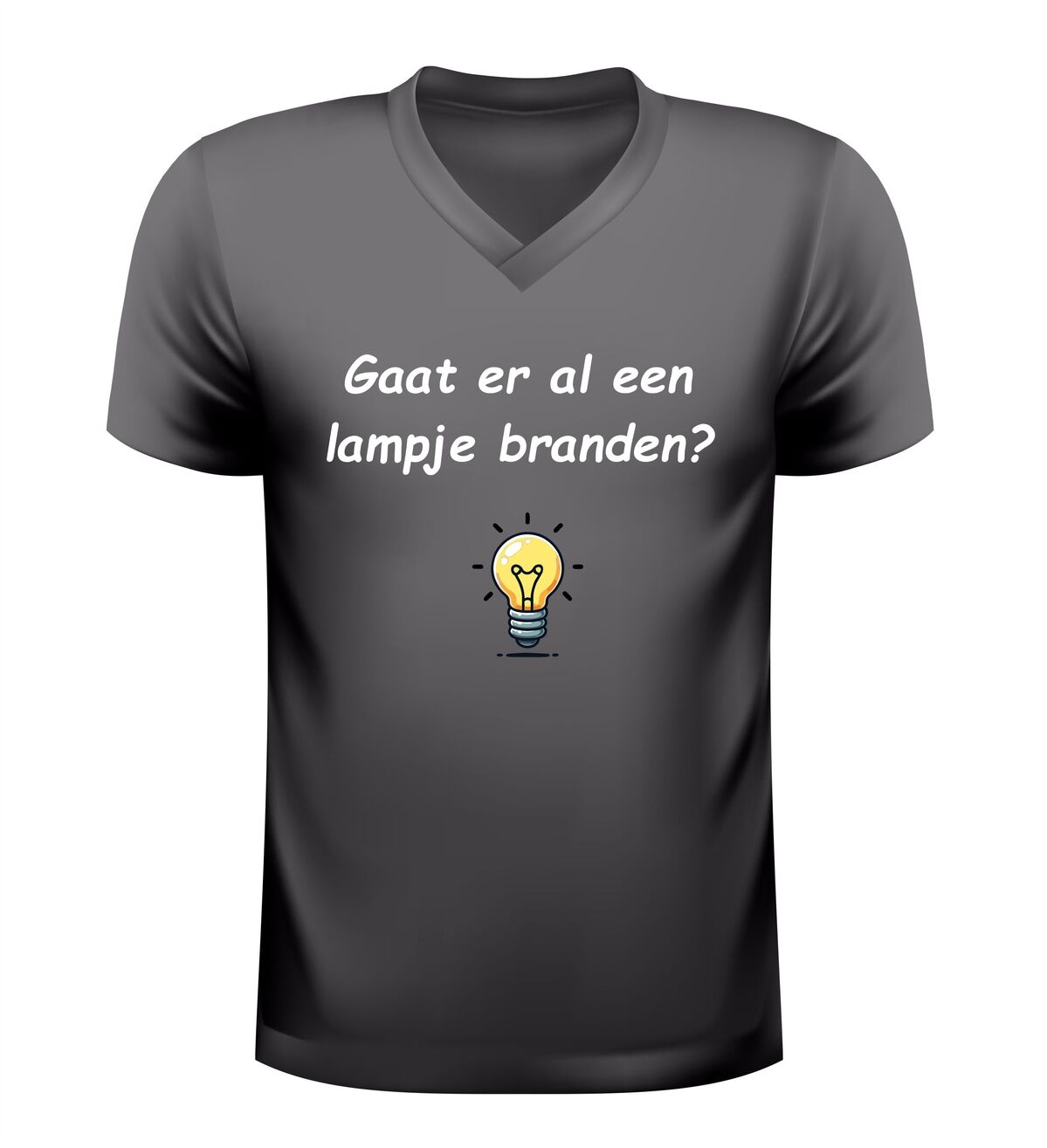 V-hals t-shirt gaat er al een lampje branden met gloeilamp afbeelding