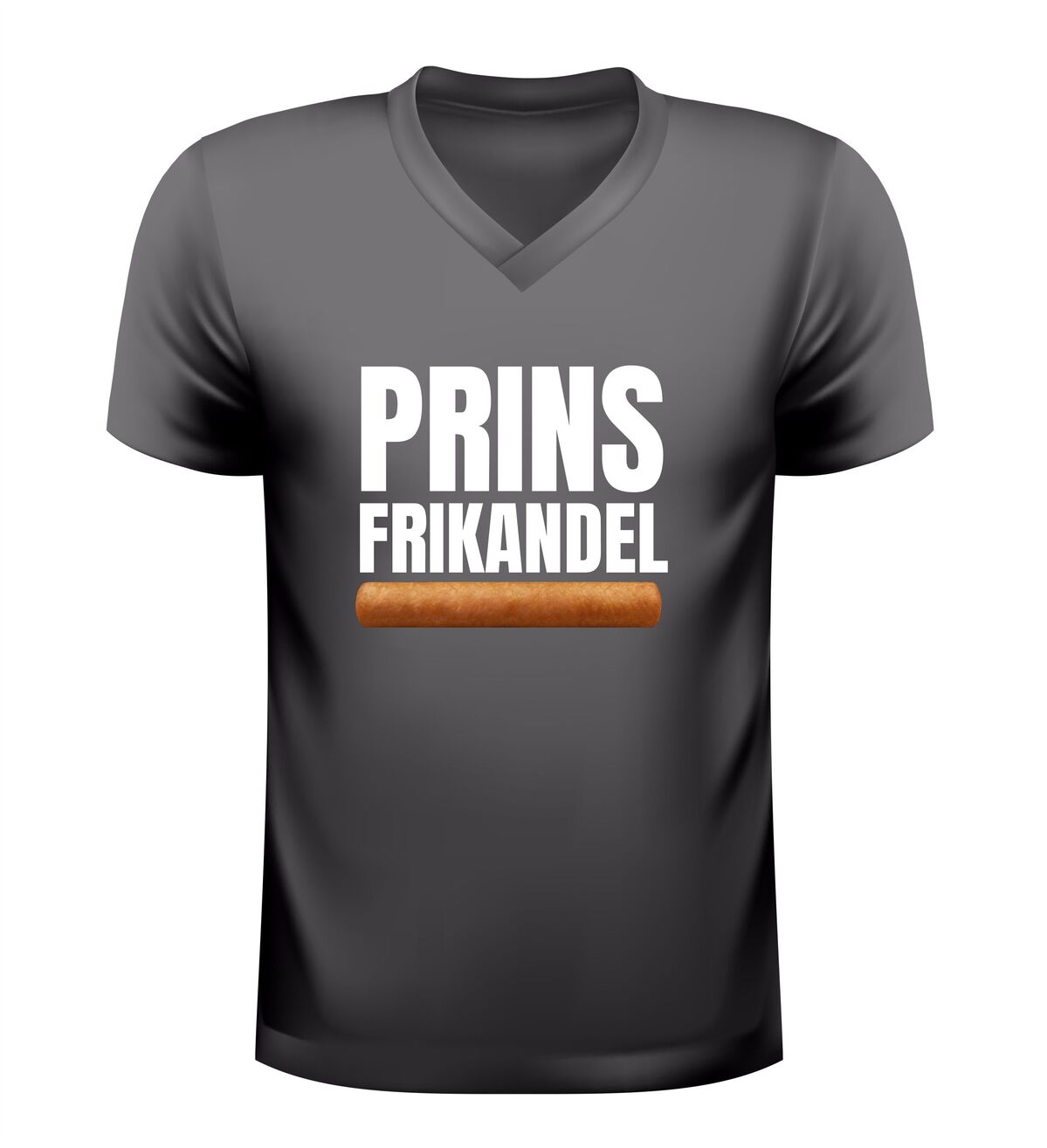 V-hals t-shirt heren prins frikandel grappig shirt met frikandel afbeelding