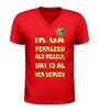 foto 4 V-hals t-shirt oeteldonk ik ga verkleed als mijzelf en dat is al gek genoeg kikker rood wit geel
