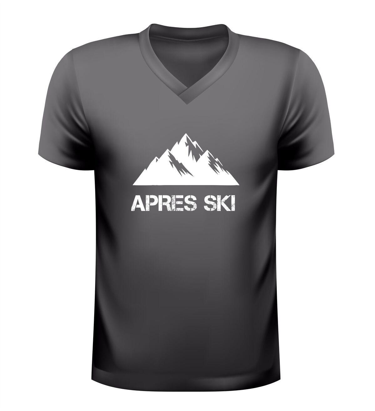 Après ski v-hals shirt met bergprint comfortabel wintersport shirt
