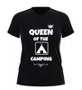 Camping shirt dames v-hals queen of the camping vakantie t-shirt