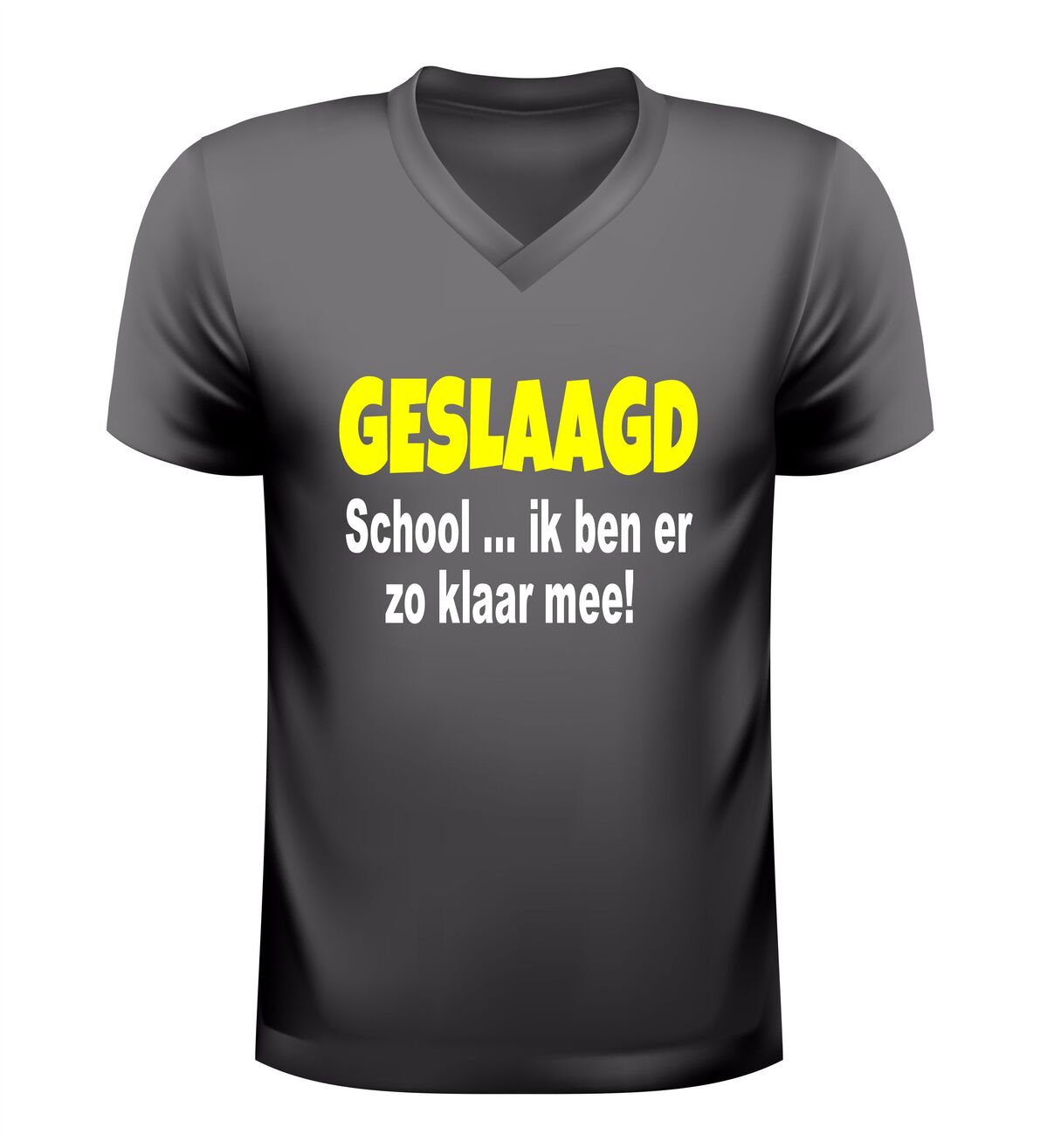 Geslaagd ik ben er helemaal klaar mee v hals shirt grappig examen cadeau