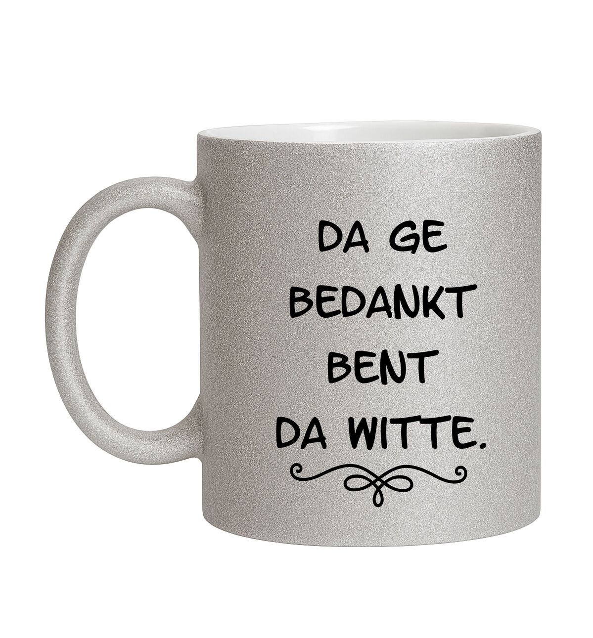 Glitter zilveren mok da ge bedankt bent da witte originele dialect cadeau Mok
