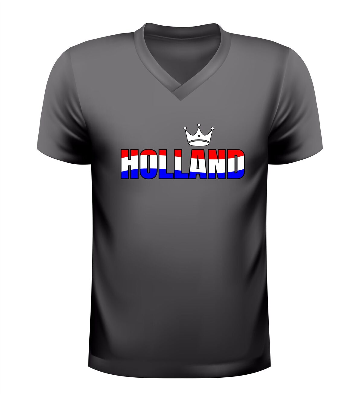 Holland v hals shirt met kroon rood wit blauw print perfect voor EK en WK