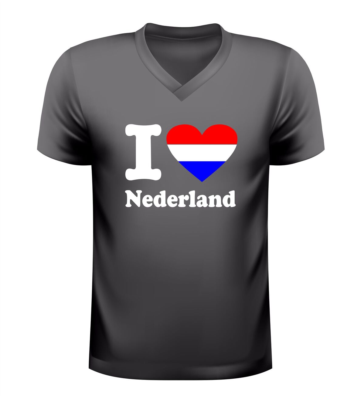 I love Nederland v-hals t-shirt met rood Wit blauw hart Nederlands shirt