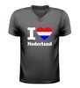 foto 1 I love Nederland v-hals t-shirt met rood Wit blauw hart Nederlands shirt