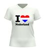 foto 12 I love Nederland v-hals t-shirt met rood Wit blauw hart Nederlands shirt