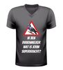 Ik ben duivenmelker wat is jouw superkracht? v-hals t-shirt met duif grappig duivensport shirt