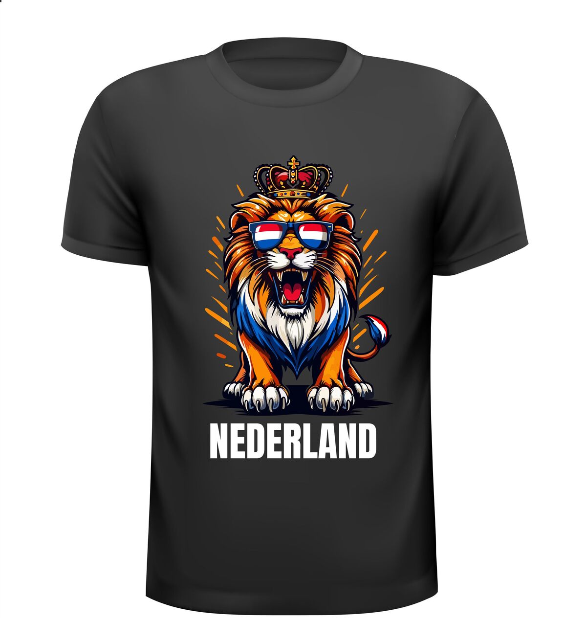 Nederland leeuw t-shirt shirt met rood wit blauw opdruk voor EK WK  en koningsdag