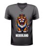 Nederland leeuw v-hals t-shirt oranje rood wit print voor EK WK Koningsdag