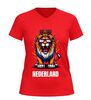 foto 10 Nederland leeuw v-hals t-shirt oranje rood wit print voor EK WK Koningsdag