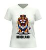 foto 12 Nederland leeuw v-hals t-shirt oranje rood wit print voor EK WK Koningsdag