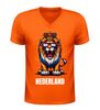 foto 3 Nederland leeuw v-hals t-shirt oranje rood wit print voor EK WK Koningsdag